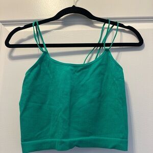 Colsie Green Ribbed Double Strap Top
